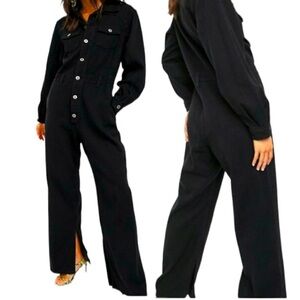 F.A.E. London Black Boiler Split Leg Denim Jumpsuit Size 14